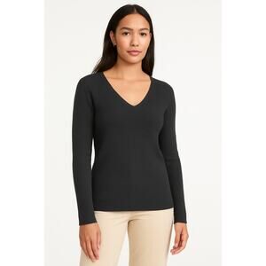 Something Navy Sweater Small Dark Gray Ribbed